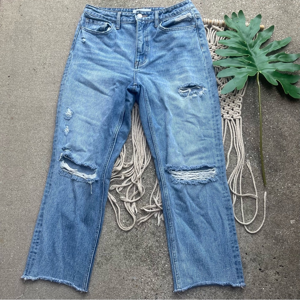 Vervet High Rise Distressed Cropped Jeans Size 28 - Picture 2 of 6